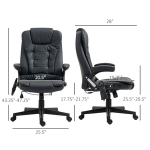 English Elm HOMCOM High-Back Massage Office Chair with Heating, 6-Point Vibration, Recline & Adjustable Comfort W2225P173845