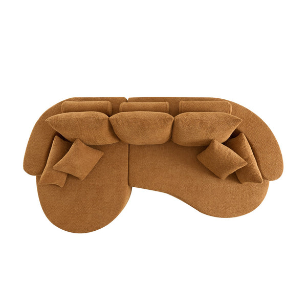 English Elm Christopher Knight Home® - 106 Cloud Curved Sectional Sofa with Chaise — Plush Chenille, High-Elastic Foam, No Assembly Required Camel N773IS00013N