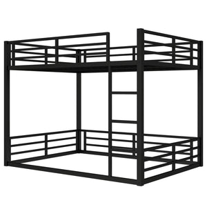 English Elm Metal Queen Over Queen Bunk Bed – Space-Saving Design For Teens & Adults, No Box Spring Needed, Black W1580S00140