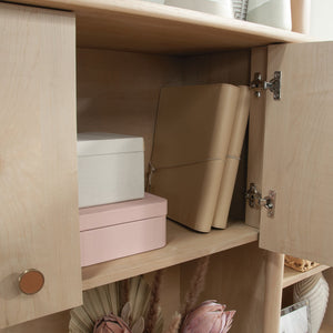 English Elm Desktop Hutch with Brown Finish, Engineered Wood, Open & Hidden Storage, Adjustable Shelves, Cord Management System B356P367816