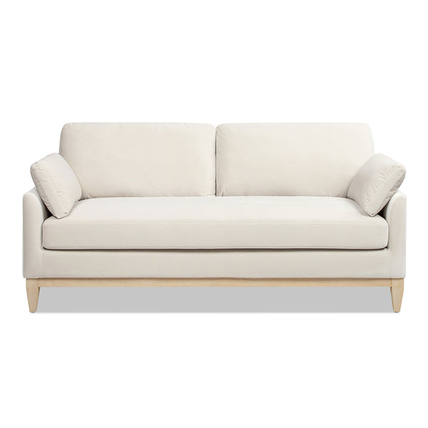English Elm Jennifer Taylor Home - Pasadena Modern Farmhouse Sofa 75.5" Performance Velvet Upholstery, Sustainable Rubberwood Base Beige B2719P238338