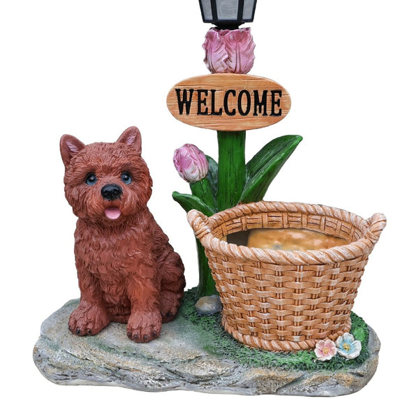 English Elm Labrador Solar Garden Statue with Led Glow and Built-in Succulent Planter Basin W5398P464248