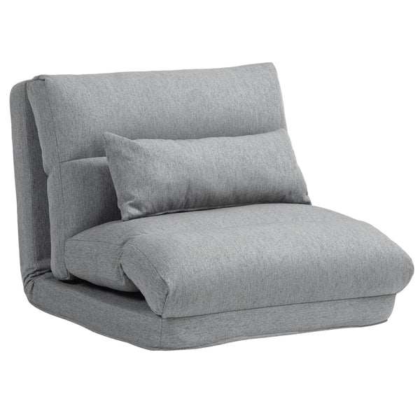 English Elm HOMCOM Convertible Folding Floor Chair — 6-Position Recliner, Thick Cushion & Pillow, Space-Saving Sofa Bed W2225P229417