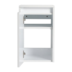 English Elm 60" Modern Wall-Mounted Bathroom Vanity with Resin Sink, Soft-Close Doors, Side Cabinet, Glossy White W999S00423