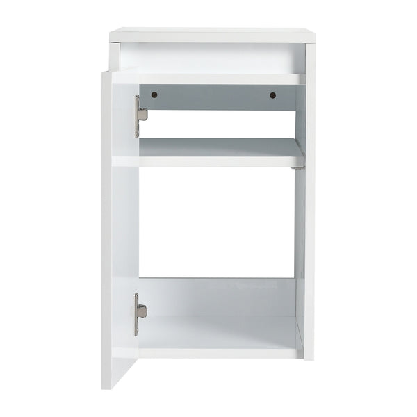 English Elm 60" Modern Wall-Mounted Bathroom Vanity with Resin Sink, Soft-Close Doors, Side Cabinet, Glossy White W999S00423