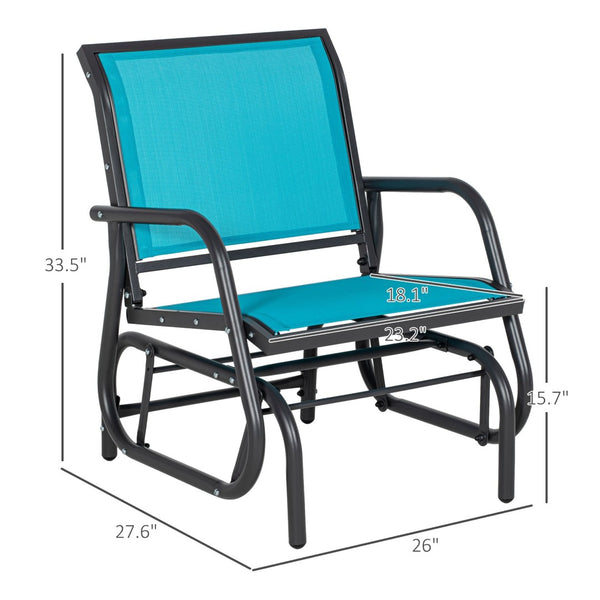 English Elm Steel Outdoor Glider Chair with Mesh Seating and Ergonomic High Back for Porch or Patio T3971P418238