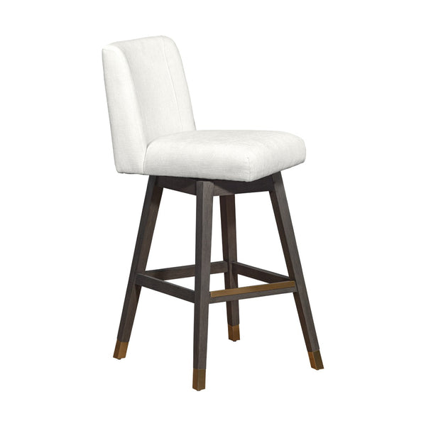 English Elm Isabella Swivel Barstool Rubberwood Frame Pearl Upholstered Seat for Kitchen Islands B2736P464897