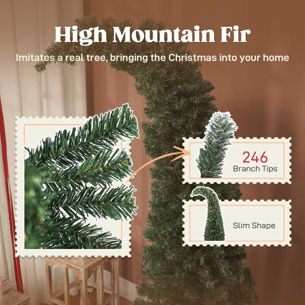 English Elm 5 Ft Slim Whimsical Bent Top Prelit Fir Tree with 100 Warm White Leds Metal Stand T3971P390053