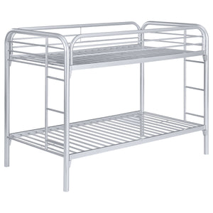 English Elm Celeste Modern Silver Metal Twin Over Twin Bunk Bed With Rung Ladder - Space-Saving Design & Durability B062P340730