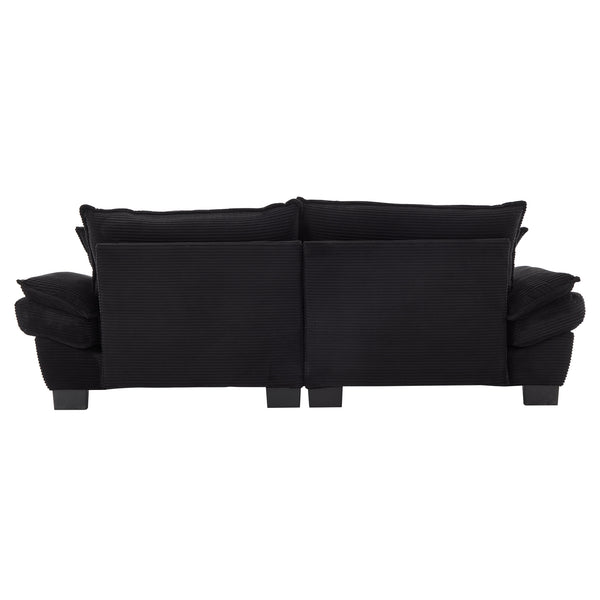 English Elm Corduroy Stylish Sleeper Sofa Loveseat with Dual-Layer Cushions & Two Support Pillows, Sturdy Frame Black W676P184130