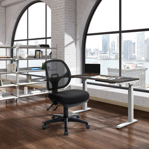 OSP Home Furnishings Ergonomic Armless Mesh Task Chair with Lumbar Support and Pneumatic Height Adjustment Coal 2902-30