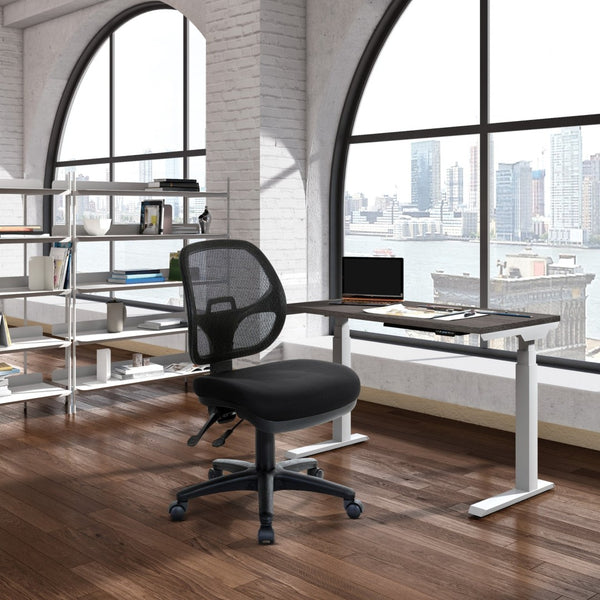 OSP Home Furnishings Ergonomic Armless Mesh Task Chair with Lumbar Support and Pneumatic Height Adjustment Coal 2902-30