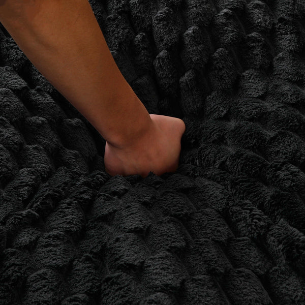 English Elm 51 Compact Comfort Sofa with Turtle Fleece, Sponge Support, Two Pillows, 400lb Capacity for Small Spaces Black W3371P326399