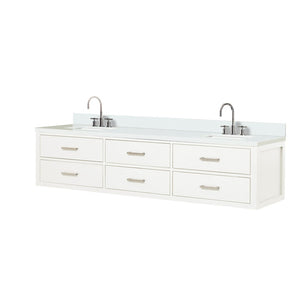English Elm White Double Bath Vanity 80” W X 22” D With Elegant Quartz Top, Soft-Close Drawers & Faucet Set B2731P258131-GIGA