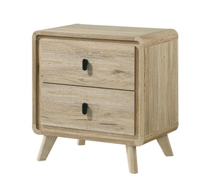 English Elm 1pc Mid-century Nightstand with Wood Finish, Two Drawers, Ample Storage, Clean Lines, Minimalist Hardware B2741P323551