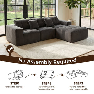 English Elm 101" Modular Cloud Sectional Corduroy Upholstered Sofa Reversible Chaise Living Room Gray W1170S00056