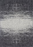 Unique Loom Outdoor Modern Ombre Machine Made Abstract Rug Charcoal Gray, Ivory/Gray 7' 1" x 10' 0"