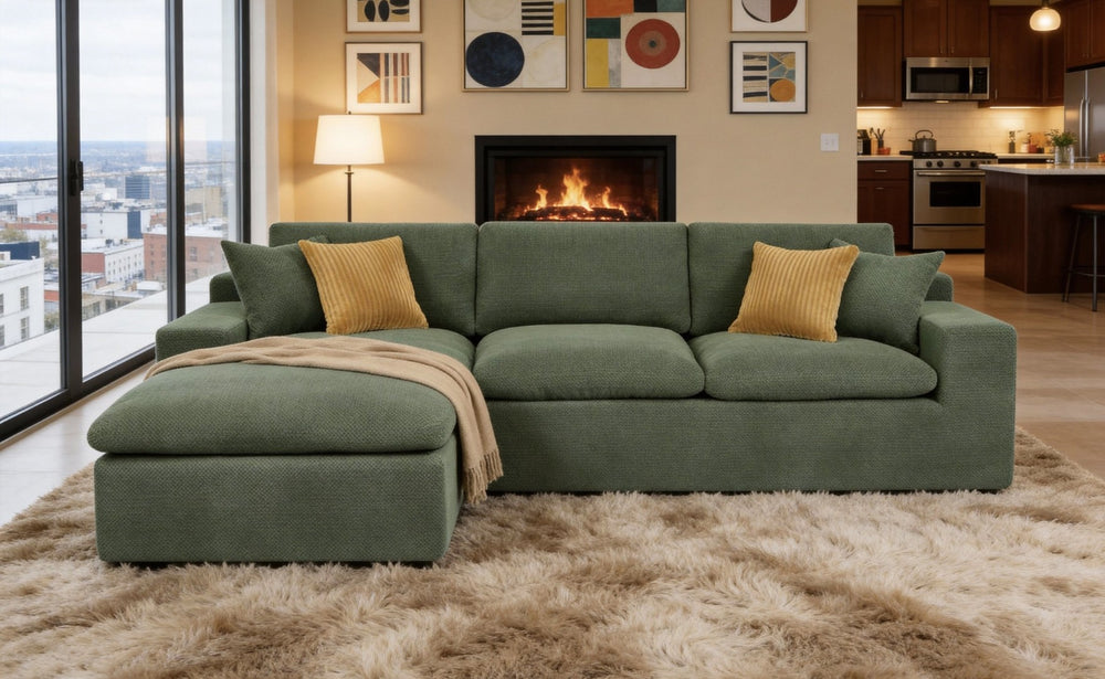 English Elm Coffee-bean Sculptural Sectional Sofa with Pod Cushions for Modern Living Rooms B2748S00126