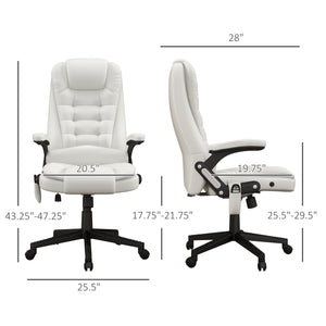 English Elm HOMCOM Ergonomic High Back Executive Office Chair with Recline, Retractable Footrest & Lumbar Support White W2225P200738
