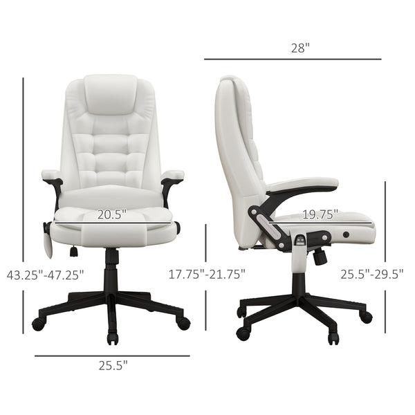 English Elm HOMCOM Ergonomic High Back Executive Office Chair with Recline, Retractable Footrest & Lumbar Support White W2225P200738