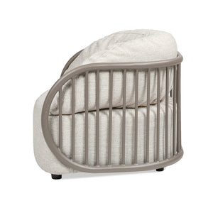 English Elm Jennifer Taylor Home - Harper Barrel Upholstered Patio Armchair 42.5" Oat Beige Olefin - Plush Cushioned, Aluminum Frame, Weather-Resistant B2719P245974