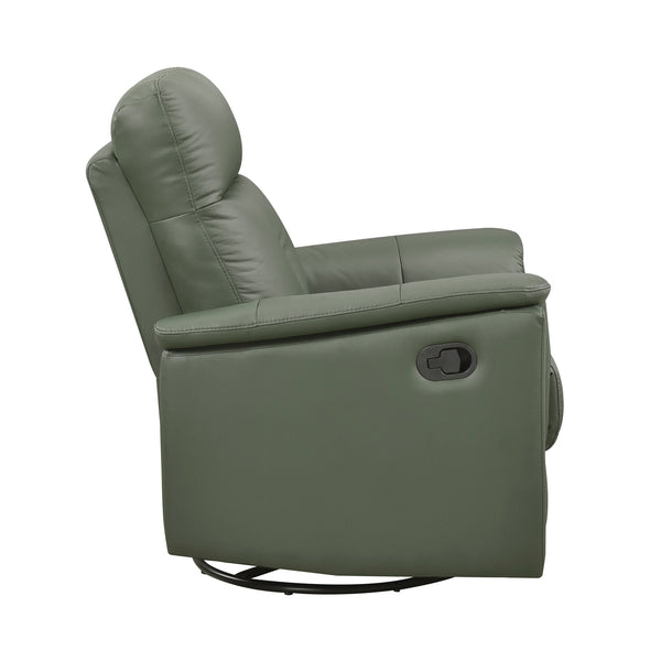English Elm Green Swivel Glider Recliner Chair 100% Top Grain Leather Match 360° Swivel Plush Padded Comfort Reclining 35.5x36.5x40" B011P329277