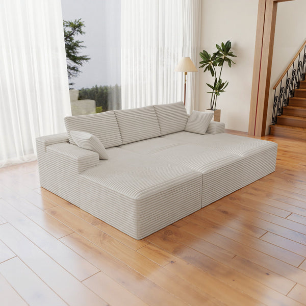 English Elm 98.4*68.9"Modular Sectional Sofa - Plush Corduroy, No Assembly, Versatile Design For Small Spaces! W3819S00031