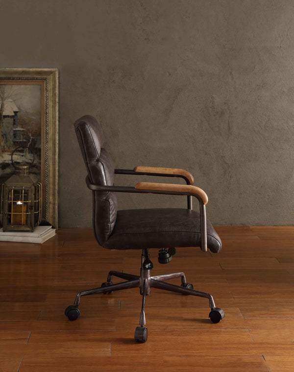 English Elm Harith Top Grain Slate Leather Executive Office Chair — High-Back, Ergonomic Lumbar Support, Swivel B2726P255310