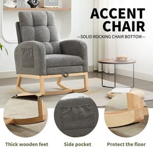 English Elm Modern Accent Rocking Chair With Adjustable Footrest, High Backrest & Side Pocket For Ultimate Comfort W2725P276962