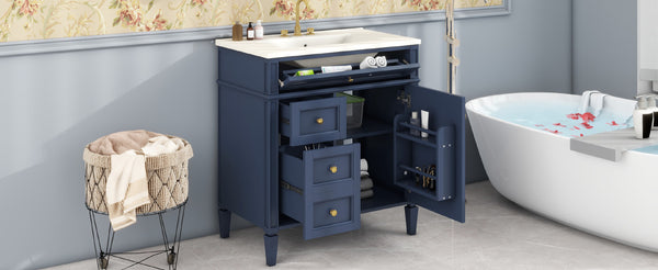 English Elm 30'' Modern Bathroom Vanity With Ceramic Sink, 3 Drawers & Storage Cabinet – Stylish & Durable Design N710P206904C