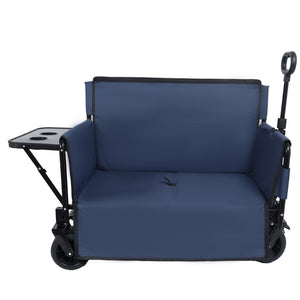 English Elm 3-in-1 Convertible Utility Wagon with Folding Tabletop Bench Seat All-terrain Wheels Dark Blue W2932P320638