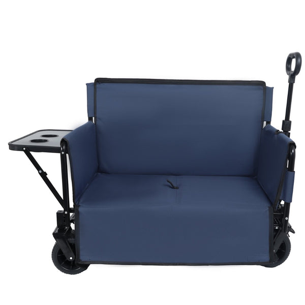 English Elm 3-in-1 Convertible Utility Wagon with Folding Tabletop Bench Seat All-terrain Wheels Dark Blue W2932P320638