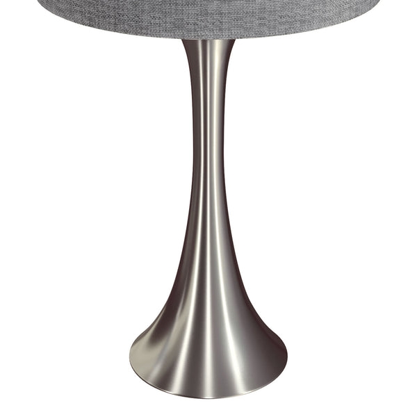 English Elm Lenuxe 24" Contemporary Metal Table Lamp Set of 2 with Metallic Linen Drum Shade and 3-Way Switch Grey B202P224069