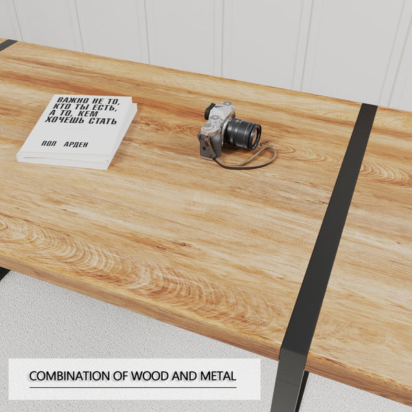 English Elm 59" Dining Table Set With 6 Ergonomic Pu Chairs - Rustic Industrial Style For Modern Dining Spaces W2189S00223