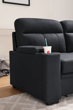 English Elm Kael Microfiber Sleeper Sectional with Chaise Storage Arms and Pull Out Guest Bed B2749S00364