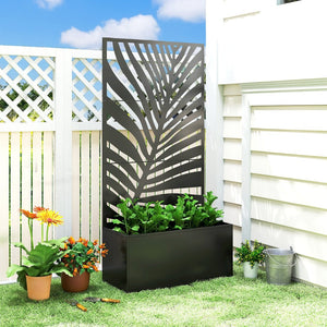 English Elm Outsunny Galvanized Steel Raised Planter with Built-in Trellis for Vertical Garden Growth W2225P485568