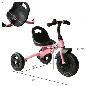 English Elm Qaba Toddler Steel Frame Tricycle with Bell Eva Wheels Ergonomic Seat Indoor Outdoor W2225P217780