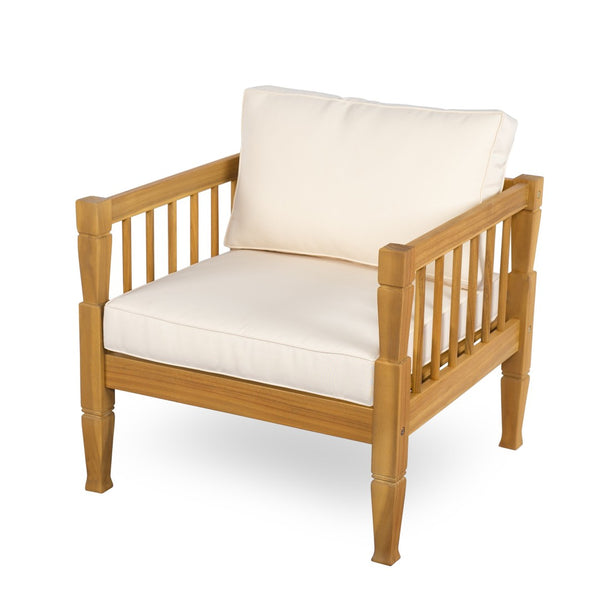 English Elm 4-piece Outdoor Acacia Wood Conversation Set with Deep Seating and Teak Finish Patio SD100002AAD