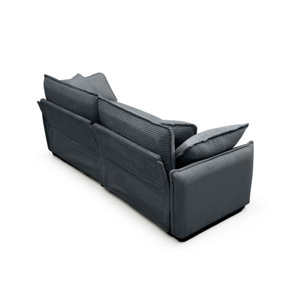 English Elm 3 Piece Comfortable Oversized Sectional Sofa Set – Plush Grey Corduroy With Memory Foam Cushions W714S00747