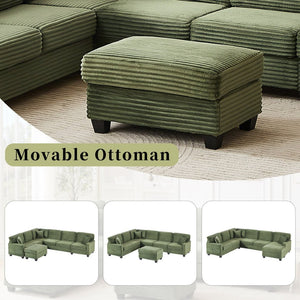 English Elm Sectional U-Shaped Modular Sofa 125.2" With Movable Ottoman & Side Storage For Stylish Living Room N719S002080F-GIGA