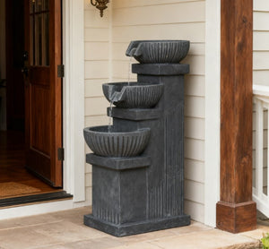 English Elm 4-tier Resin Cascading Outdoor Fountain with Led Lights Stone Look Patio Decor T3971P421171