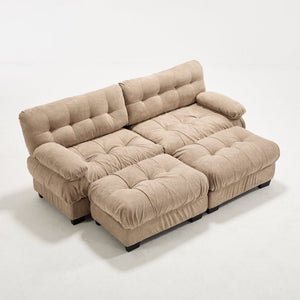 English Elm U Shaped Modular Sectional Sofa Flannelette Cloud Couch Deep Seat Plush Living Room Light Brown W2120S00026