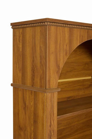 English Elm Vintage Hand-carved Solid Wood Bookcase Tall Arched Open Shelf Cabinet for Living Room W3123P485376