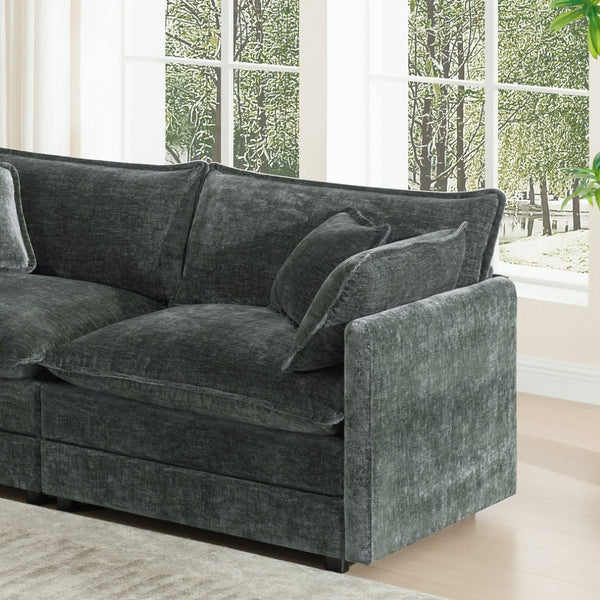 English Elm 2 Piece Chenille Upholstered Sofa and Chair Set Modular Living Room Seating Suite W714S00984