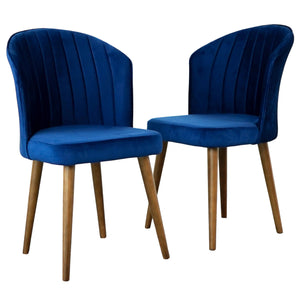 English Elm Ashcroft Furniture - Parsons Velvet Dining Chair Set of 2 with Solid Wood Tapered Legs, Full Back Comfort & Durable Fabric Navy Blue B183P281182