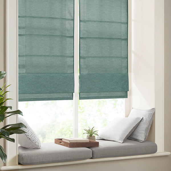 English Elm Printed Faux Silk Room Darkening Cordless Roman Shade | OEKO-TEX, Thermal Foam Backing, Easy Care B035129684