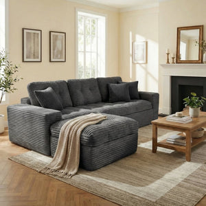 English Elm Modular Cloud Sectional Sofa with Ottoman Plush Velvet Foam Lounge Set W5502S00008