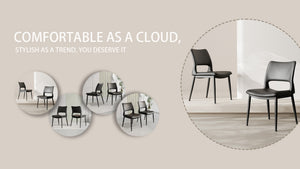 English Elm Modern Black Pu Leather Dining Chairs Set of 2 Ergonomic Metal Frame Seating W1727P251122