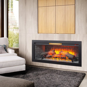 English Elm 42 Inch Infrared Quartz Fireplace Insert with 3d Flame Effect and Built-in Speaker W1769P405043