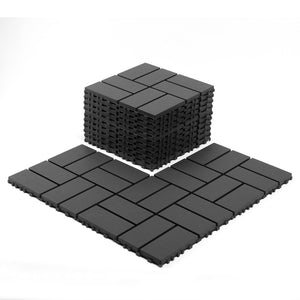 English Elm Plastic Interlocking Patio Tiles Waterproof Pp Grid 44 Pack Outdoor Pool Deck W3022P251844